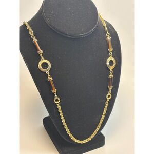 Necklace Sarah Coventry Emberwood Chain Link Statement Piece Gold Tone